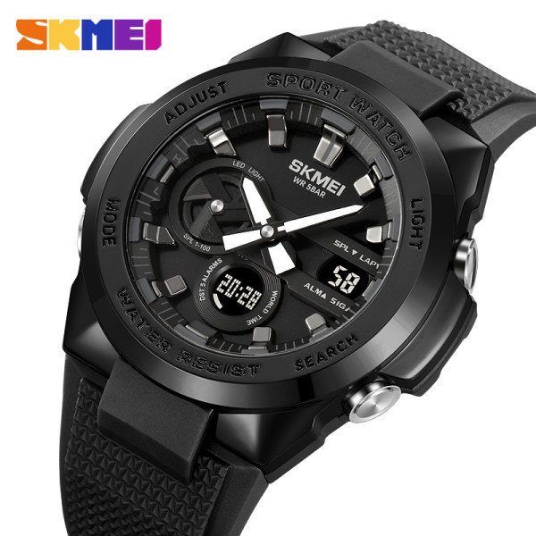 Мужские тактические часы Skmei 2105BK Black 5 ATM с каучуковым ремешком