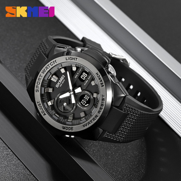 Мужские тактические часы Skmei 2105BK Black 5 ATM с каучуковым ремешком