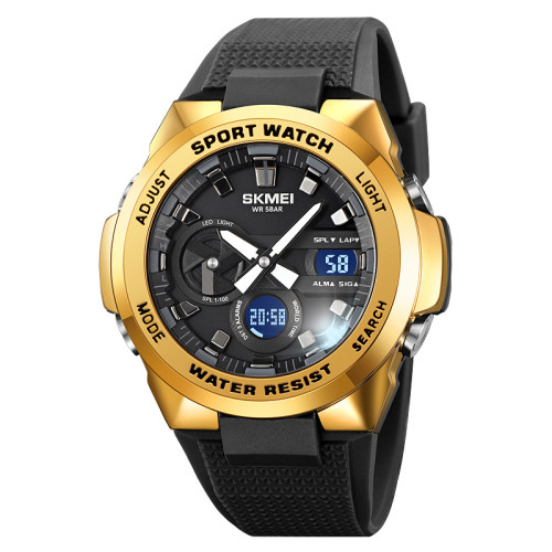 Мужские часы Skmei 2105GD Gold водонепроницаемые золотистые