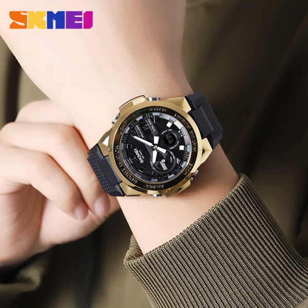 Чоловічий годинник Skmei 2105GD Gold водонепроникний золотистий