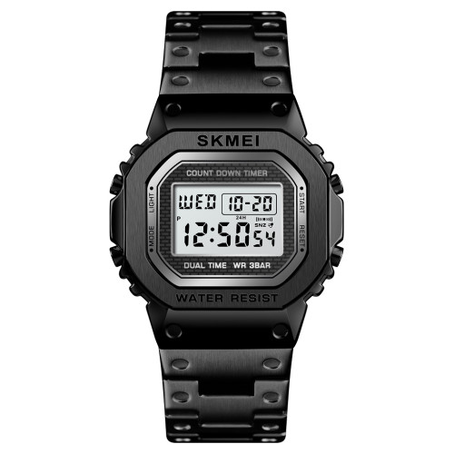 Мужские электронные часы Skmei 1456BK Black в металлическом корпусе
