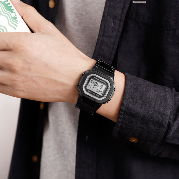 Чоловічий електронний годинник Skmei 1456BK Black у металевому корпусі