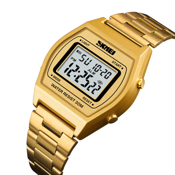 Женские электронные часы Skmei 1328GD Gold с металлическим браслетом