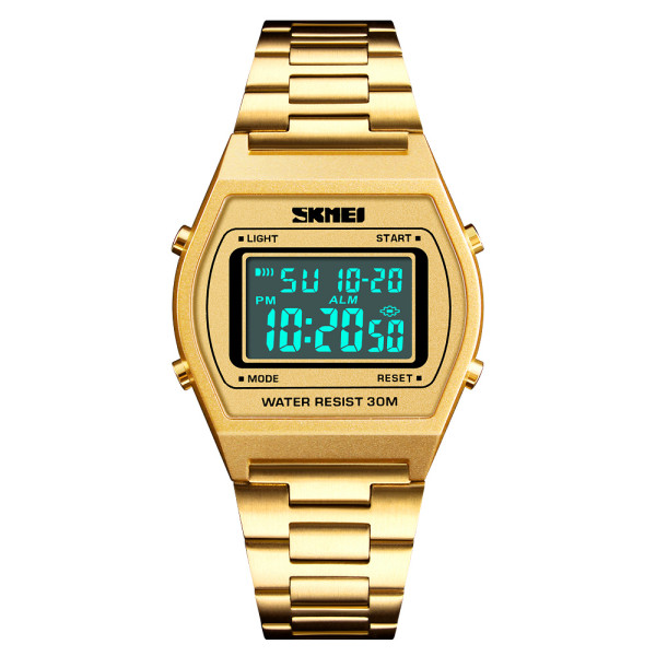 Женские электронные часы Skmei 1328GD Gold с металлическим браслетом