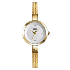Женские часы Skmei 1390GD Gold кварцевые золотистые с металлическим браслетом