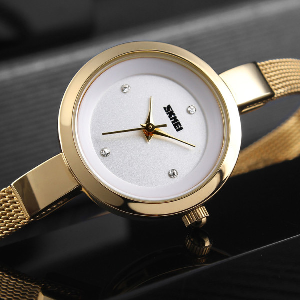 Жіночий годинник Skmei 1390GD Gold кварцовий золотистий з металевим браслетом