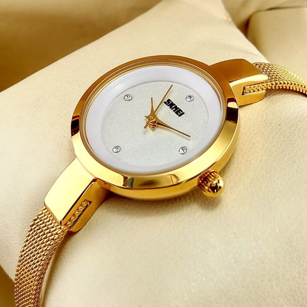 Жіночий годинник Skmei 1390GD Gold кварцовий золотистий з металевим браслетом