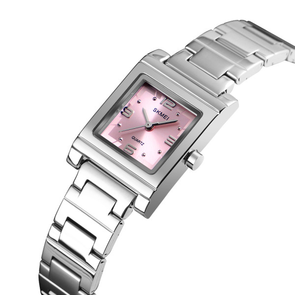 Жіночий годинник Skmei 1388PK Pink з рожевим циферблатом та металевим браслетом
