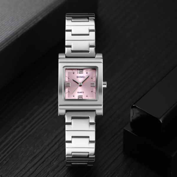 Жіночий годинник Skmei 1388PK Pink з рожевим циферблатом та металевим браслетом