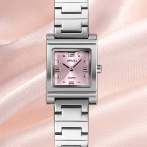 Жіночий годинник Skmei 1388PK Pink з рожевим циферблатом та металевим браслетом