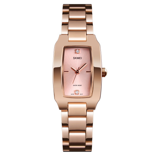 Женские часы Skmei 1400RG Rose Gold прямоугольные с металлическим браслетом