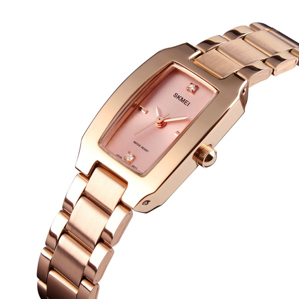 Женские часы Skmei 1400RG Rose Gold прямоугольные с металлическим браслетом