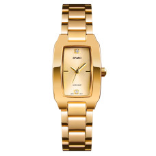 Женские кварцевые часы Skmei 1400GD Gold с золотистым браслетом