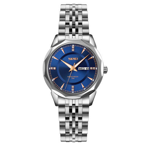 Женские часы Skmei 9264SIBU Silver-Blue кварцевые с синим циферблатом