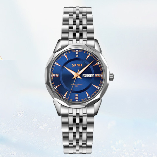 Жіночий годинник Skmei 9264SIBU Silver-Blue кварцовий із синім циферблатом