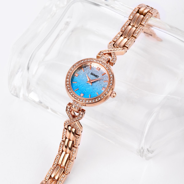 Женские кварцевые часы Skmei 2001BU Blue с синим циферблатом