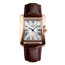 Женские классические часы Skmei 1085BN Brown с кожаным корешком
