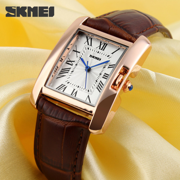 Жіночий класичний годинник Skmei 1085BN Brown з шкіряним ремінцем