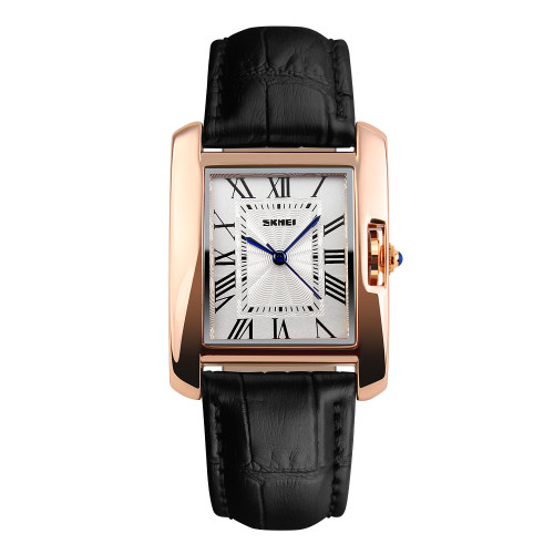 Жіночий годинник Skmei 1085BK Black зі шкіряним ремінцем