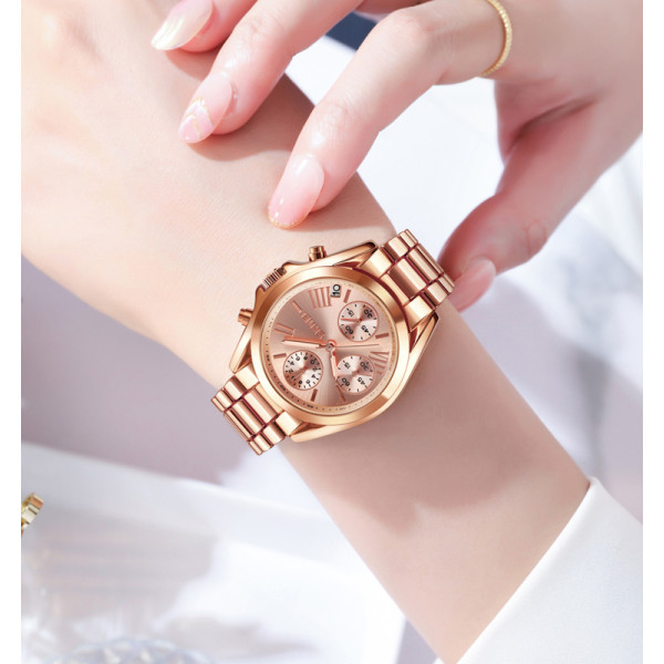 Жіночий годинник Skmei 1897RG Rose Gold кварцовий хронограф з водозахистом 3 ATM