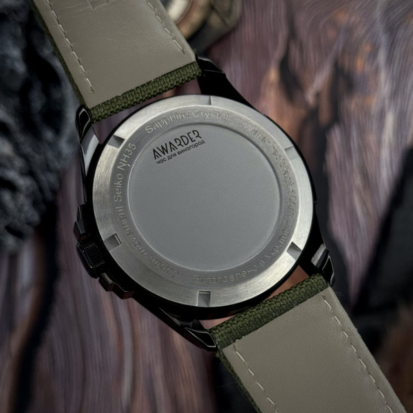 Чоловічий годинник Awarder Embroidery Black-Red Green Automatic 10ATM сапфір