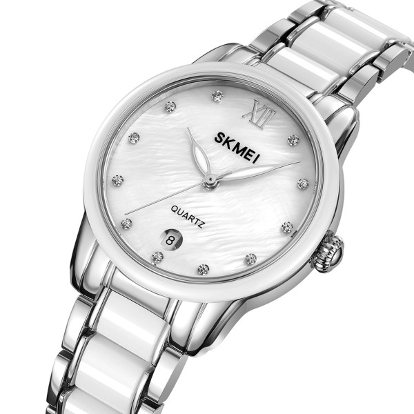 Женские часы Skmei 2175SI Silver кварцевые металлические 3 ATM