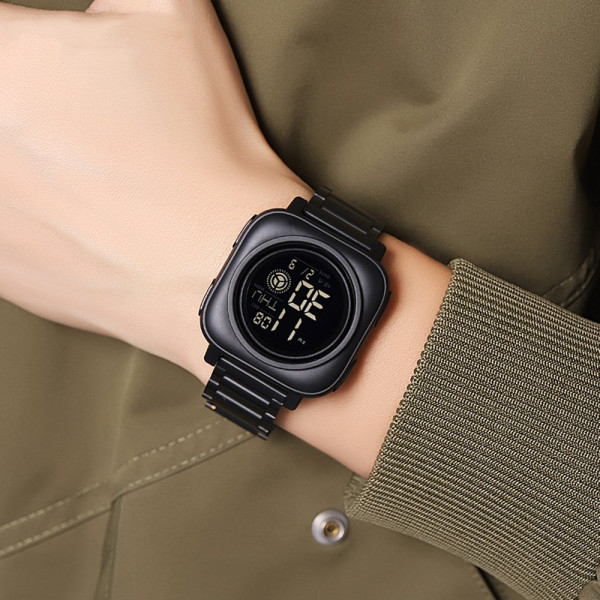 Чоловічий електронний годинник Skmei 2131BK Black 5 ATM з металевим браслетом