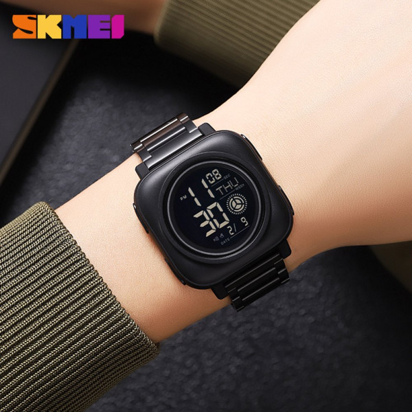 Чоловічий електронний годинник Skmei 2131BK Black 5 ATM з металевим браслетом