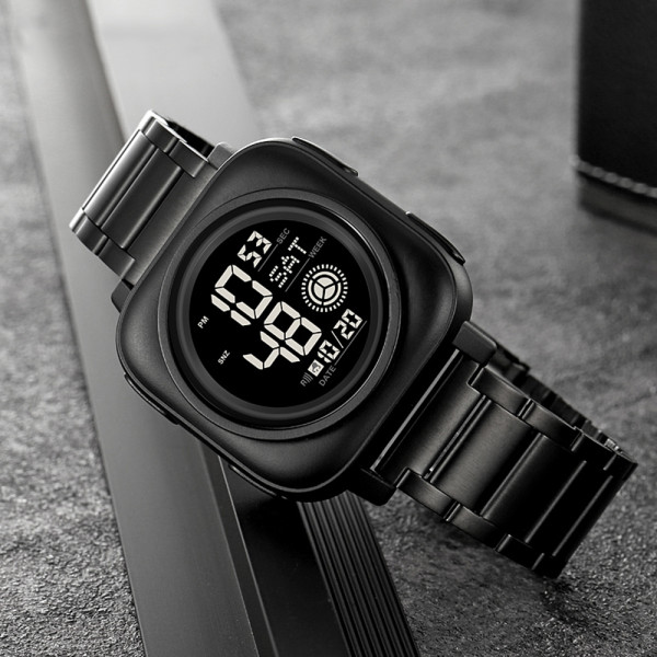 Чоловічий електронний годинник Skmei 2131BK Black 5 ATM з металевим браслетом