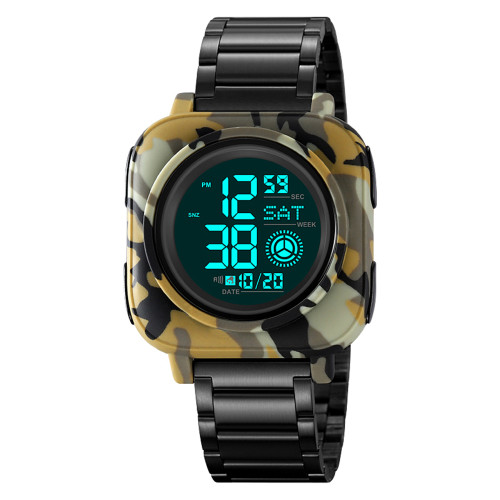 Чоловічий електронний годинник Skmei 2131CMGN Camo Green 5 ATM камуфляж