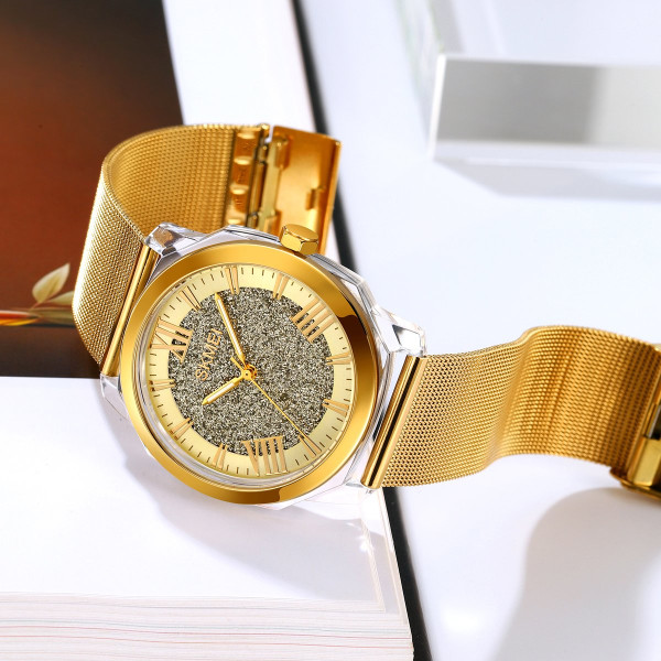Жіночий годинник Skmei 2278GD Gold кварцовий 5 ATM золотистий