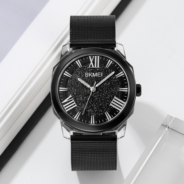 Жіночий годинник Skmei 2278BK Black кварцовий чорний металевий 5 ATM