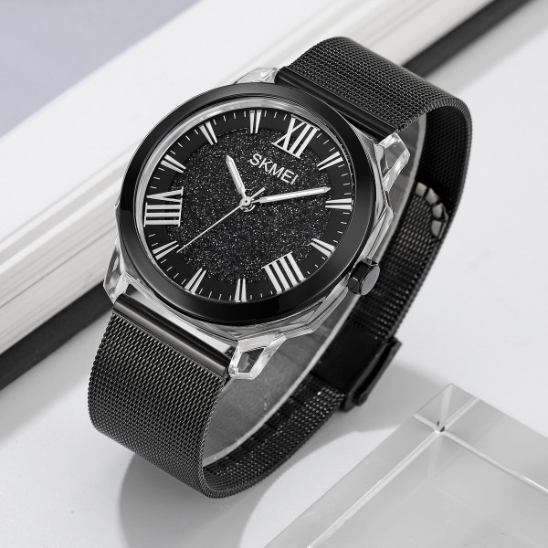 Жіночий годинник Skmei 2278BK Black кварцовий чорний металевий 5 ATM