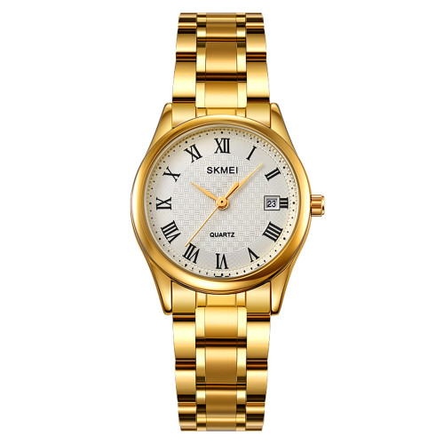Женские часы Skmei 2178GD Gold кварцевые золотистые с минеральным стеклом