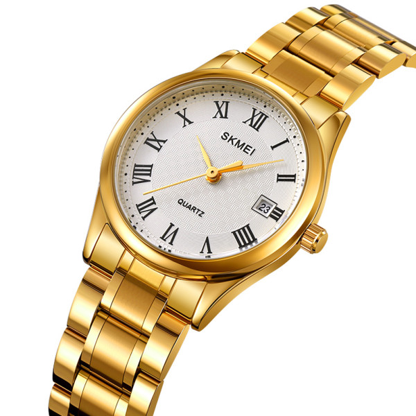 Женские часы Skmei 2178GD Gold кварцевые золотистые с минеральным стеклом