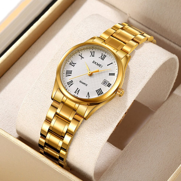 Женские часы Skmei 2178GD Gold кварцевые золотистые с минеральным стеклом