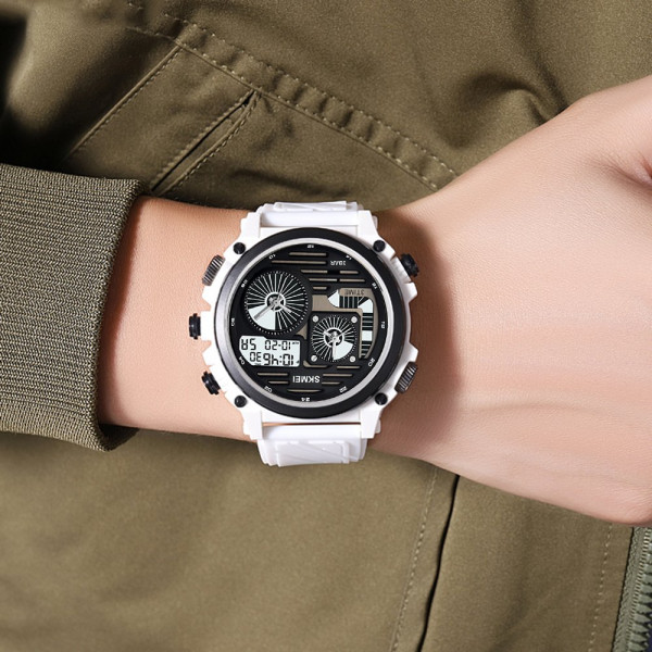Чоловічий спортивний годинник Skmei 2202PWT White з комбінованим циферблатом