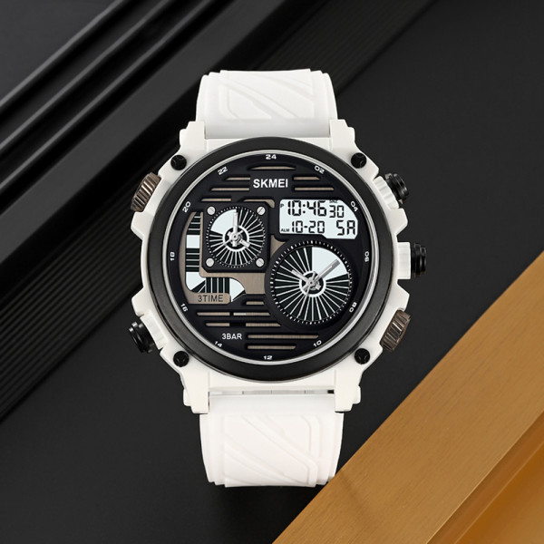 Чоловічий спортивний годинник Skmei 2202PWT White з комбінованим циферблатом