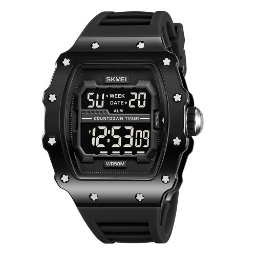 Мужские электронные часы Skmei 2296BTBKBK Bright Black 5 ATM черные
