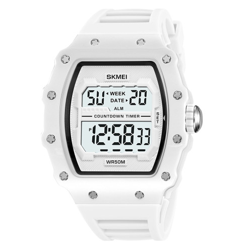 Чоловічий електронний годинник Skmei 2296WT White з каучуковим ремінцем