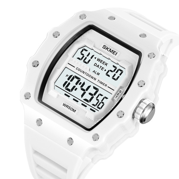 Чоловічий електронний годинник Skmei 2296WT White з каучуковим ремінцем