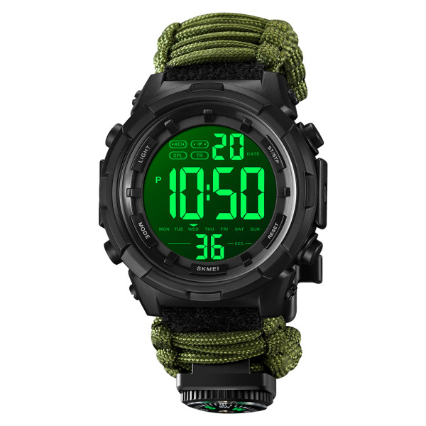 Мужские тактические часы Skmei 1845NAG Army Green с ремешком из паракорда