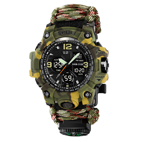 Тактичний чоловічий годинник Skmei 1155BNCMGN Camo Green 5 ATM