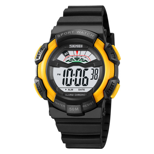 Годинник чоловічий Skmei 2153BKYL Black-Yellow водонепроникний 5 ATM каучуковий