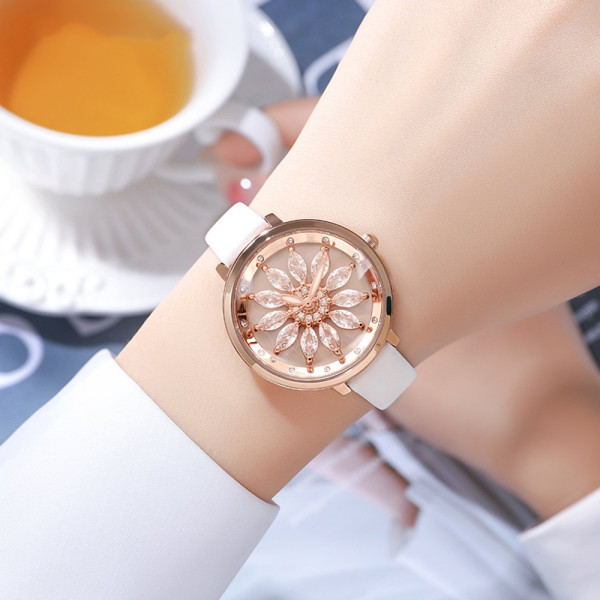 Жіночий годинник Skmei 2268MTWT Matte White з білим шкіряним ремінцем