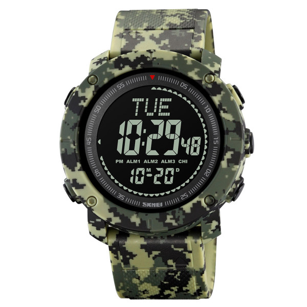 Тактические мужские часы Skmei 2095CMGN Camo Green с компасом и подсветкой