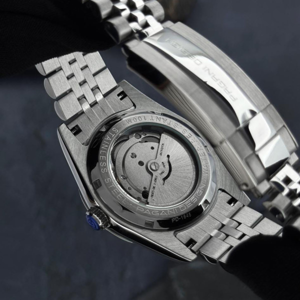 Чоловічий годинник Pagani Design PD-1645 Silver-Blue механічний сапфір 10 ATM