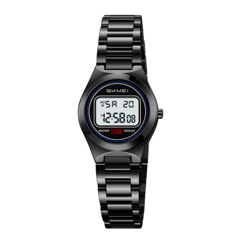 Женские часы Skmei 2334BK Black с металлическим браслетом и подсветкой