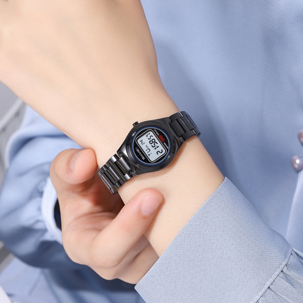 Жіночий годинник Skmei 2334BK Black з металевим браслетом та підсвічуванням