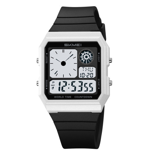 Чоловічий електронний годинник Skmei 2347WTBK White-Black з підсвічуванням